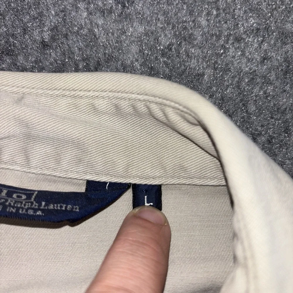 Vintage Polo Ralph Lauren Jacket Mens Large Beige Full Zip Golf Made In USA Rare